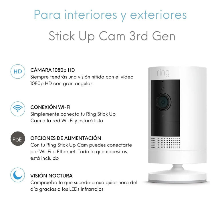 Cámara De Seguridad Exterior Inalámbrica Ring Stick Up Cam GRADO B