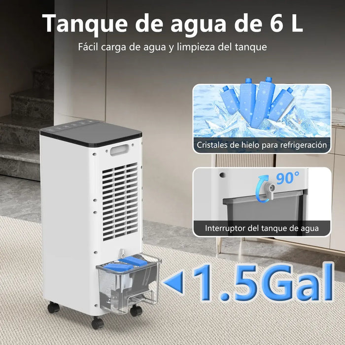 Climatizador Evaporativo Portátil Censtech | Control Remoto | 4 Modos y 3 Velocidades | Oscilación | Blanco | Grado B ✨