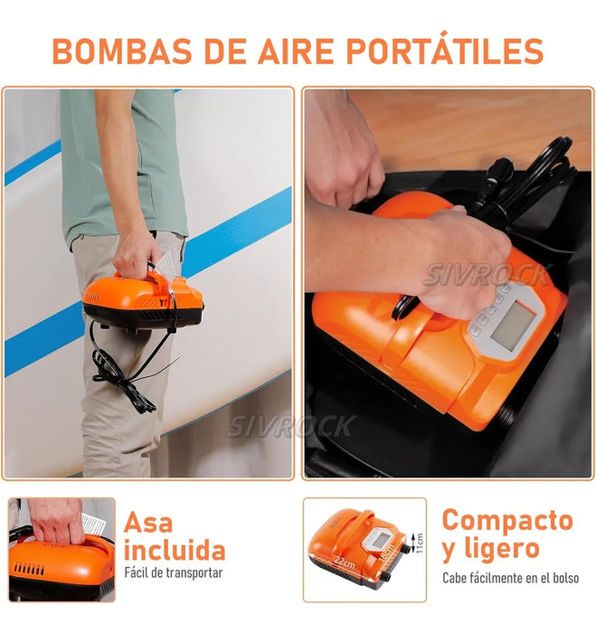 BOMBA DE AIRE ELECTRONICA PORTATIL PARA SUP PADDLEBOARD 20PSI GRADO B