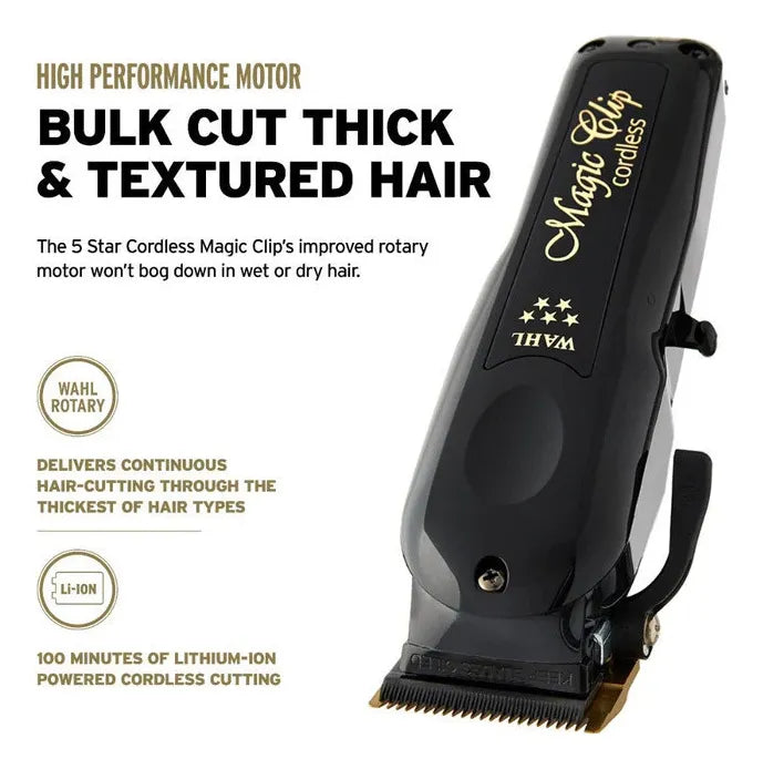WAHL MAGIC CLIP CORDLESS RAZOR PARA CORTE DE PELO PROFESIONA NEGRO GRADO B