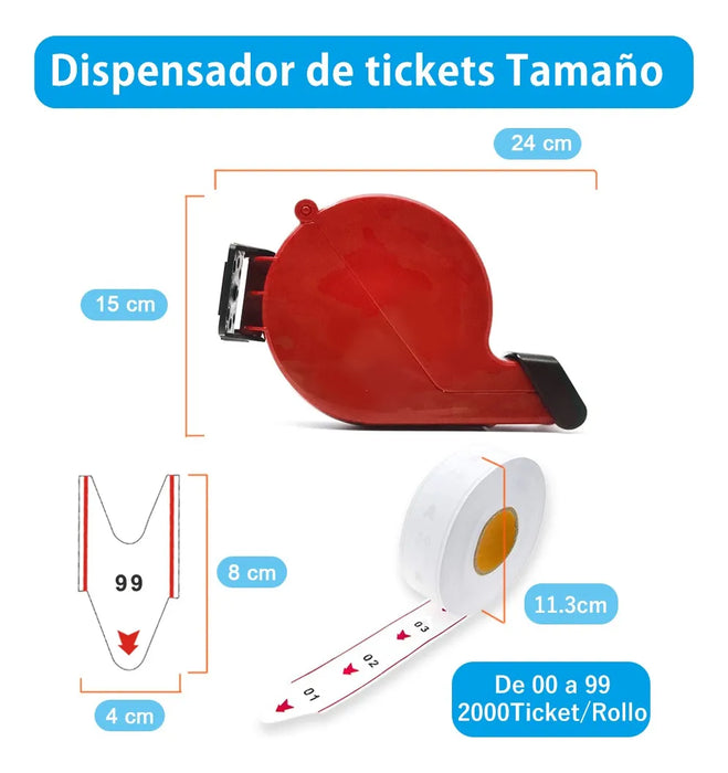 KIT DE TURNO 2 DÍGITOS CON DISPENSADOR DE ROLLO C22 GRADO B