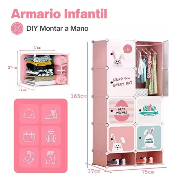 Armario Plastico Portatil Dibujos Animado Para Niño 8 Puerta GRADO B