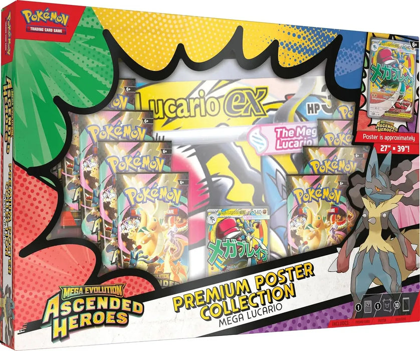POKÉMON TCG: MEGA EVOLUTION—ASCENDED HEROES - PREMIUM POSTER COLLECTION—MEGA LUCARIO GRADO B
