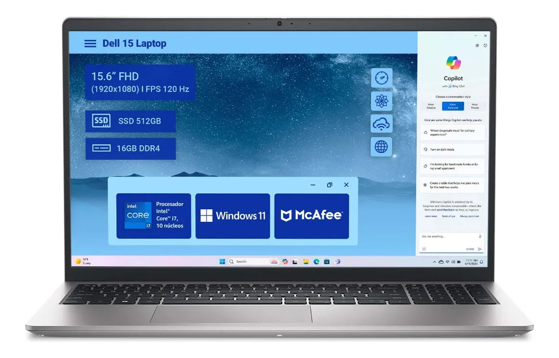 NOTEBOOK DELL DC15250 15.6 CI7 1355U 16 GB RAM 512 SSD PLATEADO 2 GRADO B
