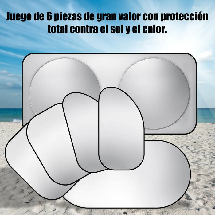 KIT DE PARASOLES PARA VENTANILLA DE AUTO 6 PIEZAS
