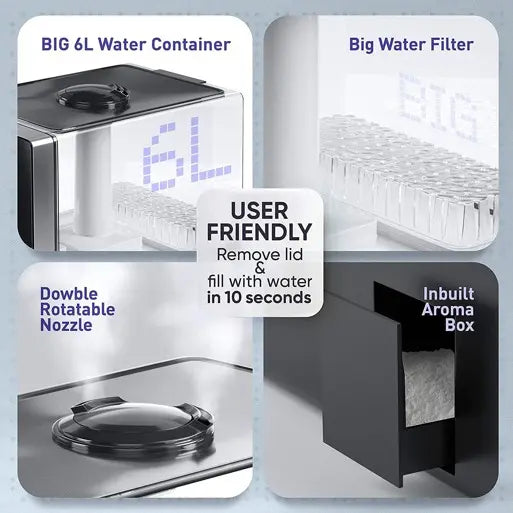 Humidificadores para control inteligente de recámara, humidificador de niebla fría y cálida, 4 L, tanque de agua de llenado superior GRADO A