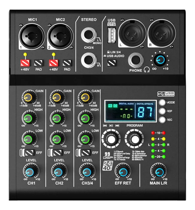 MEZCLADOR DE AUDIO NXG XR4 DE 4 CANALES GRADO B