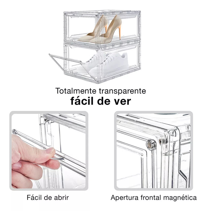 AG BOX ZAPATERAS APILABLES PREMIUM TRANSPARENTES 4PACK GRADO B
