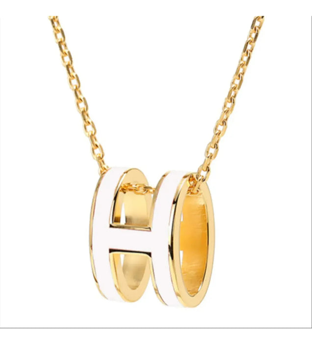 COLLAR DIJE LETRA INICIAL PLATA 925 BAÑO ORO LUZIO MUJER BLANCO GRADO B