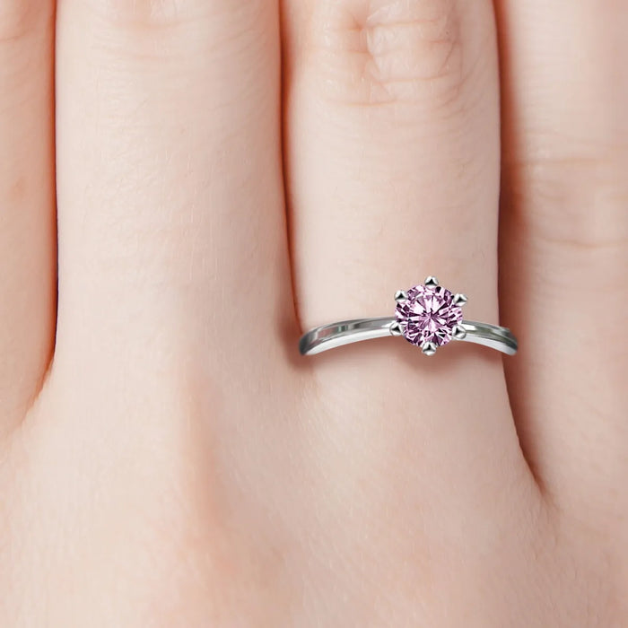 Anillos Compromiso Plata 925 Moissanite 0.5ct Regalo Esposa 1