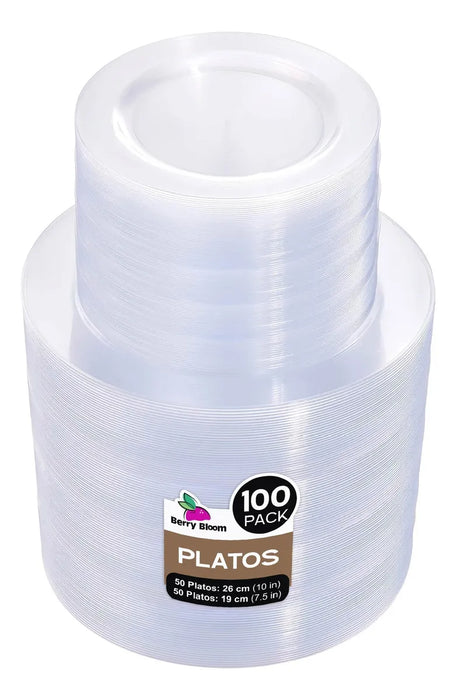 Platos Desechables Elegantes Vajilla Transparente 100 Piezas GRADO B