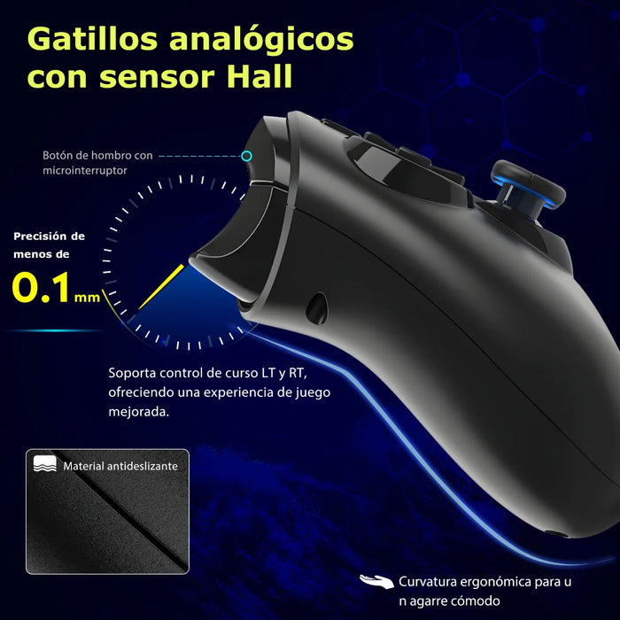 Control Inalámbrico QRD Spark N5 con Efecto Hall PS4, PS3, PC, iOS, Android, TV y Steam Deck