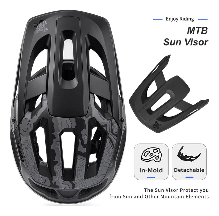 CASCO PARA BICICLETA DE MONTAÑA Y CICLISMO COLOR BLACK CAMOUFLAGE TALLA L 54-59CM 1 GRADO B