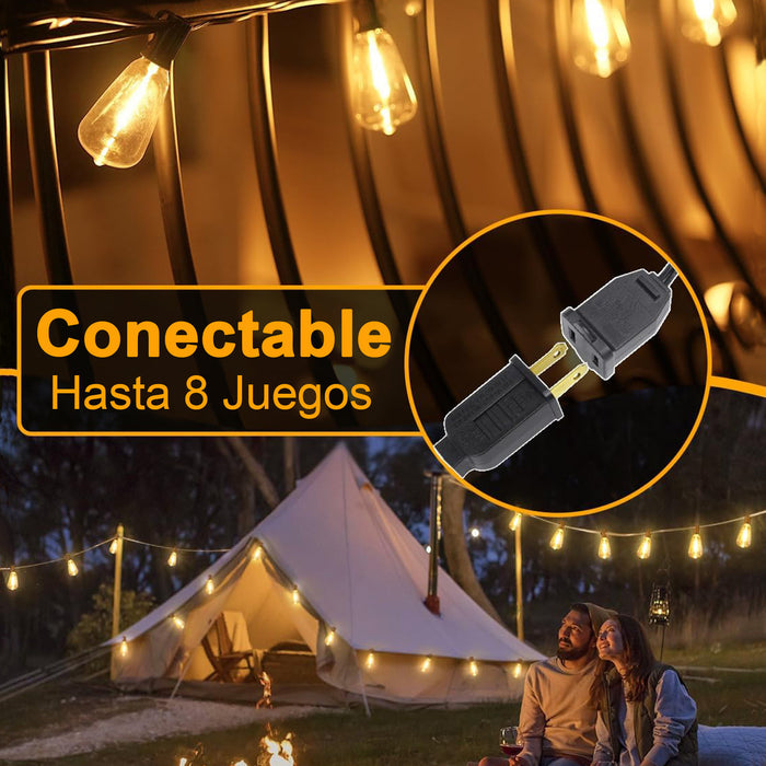 Cadena De Luces Led Para Exteriores 20m Con 25 Focos Led