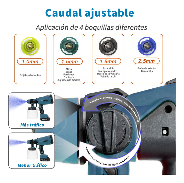PISTOLA ELECTRICA PARA INALAMBRICOS PINTAR MACHINE 1000ML COLOR AZUL GRADO B