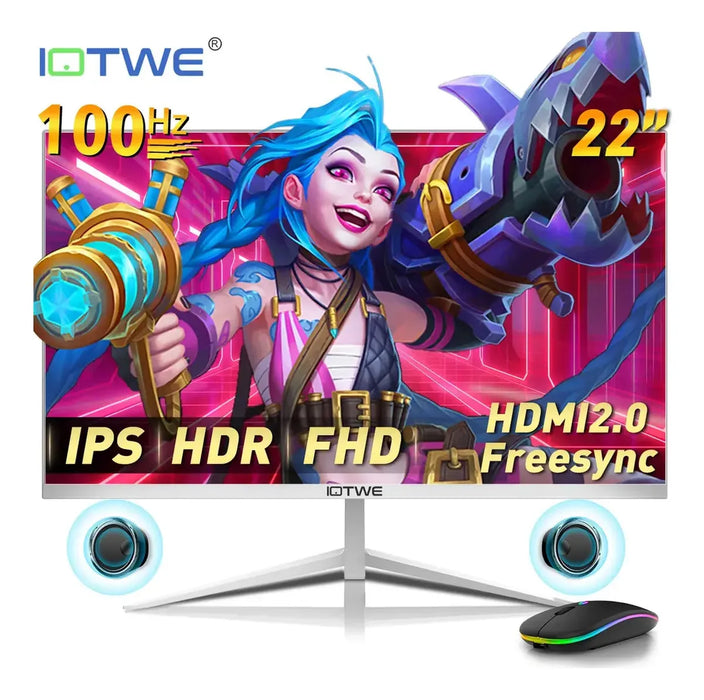 MONITOR GAMER IOTWE 22 PULGADAS ALTAVOCES INTEGRADOS NEGRO 100HZ FULL HD 1080P IPS LED CON SOPORTE DE PARED COMPATIBLE FREESYNC HDMI 2.0 VGA PARA PC Y XBOX, PLAY STATION 4/5COMPUTADORA GRADO B