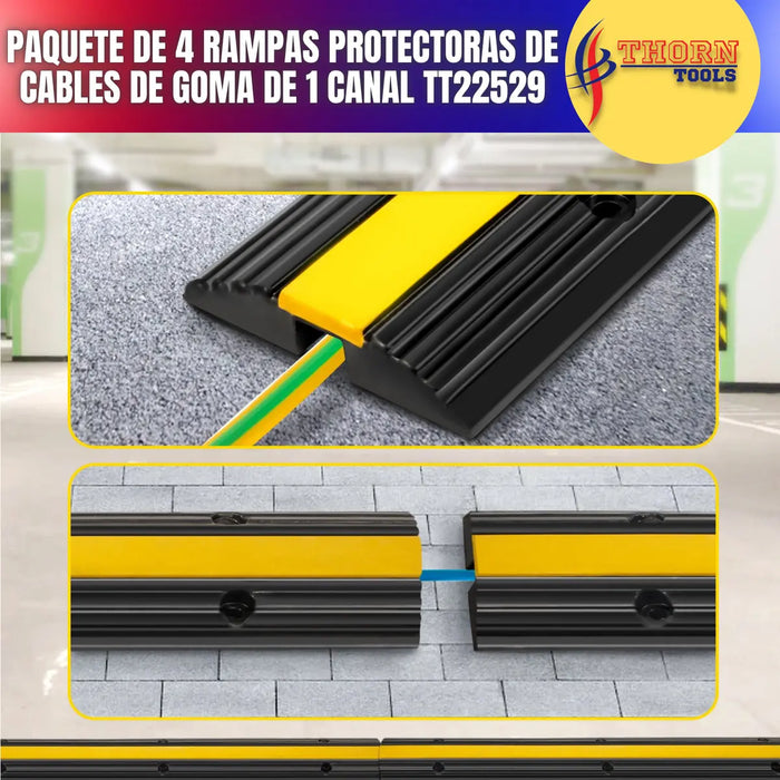 PROTECTOR DE CABLES VEVOR 4 PZAS 1 CANAL DE GOMA GRADO B