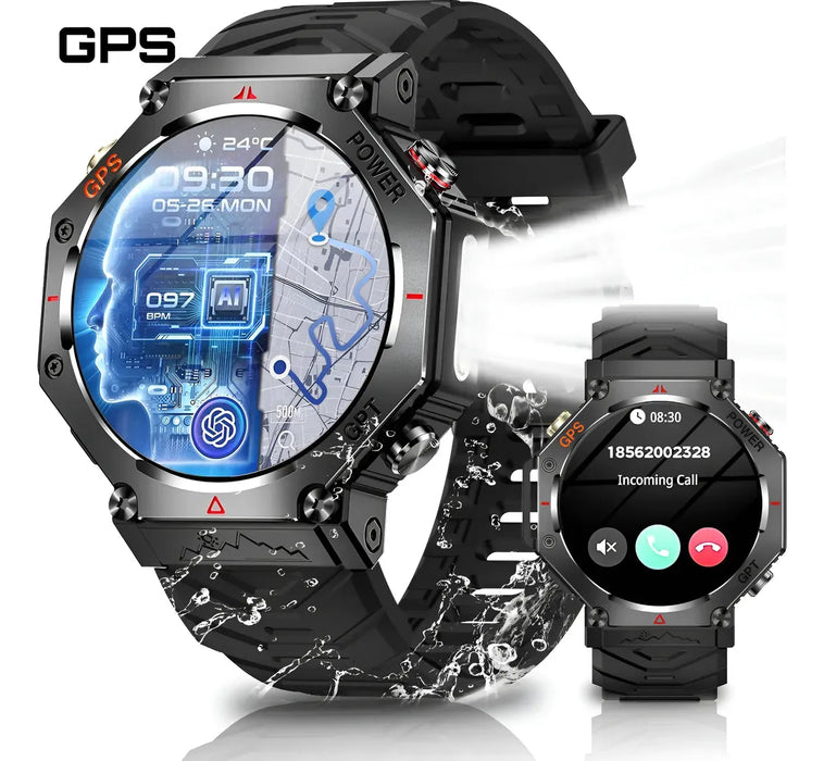 SMARTWATCH RELOJ INTELIGENTE HOMBRE GPS LLAMADA BLUETOOTH NEGRO DEPORTIVO SILICONAS NEGRO NEGRO GRADO B