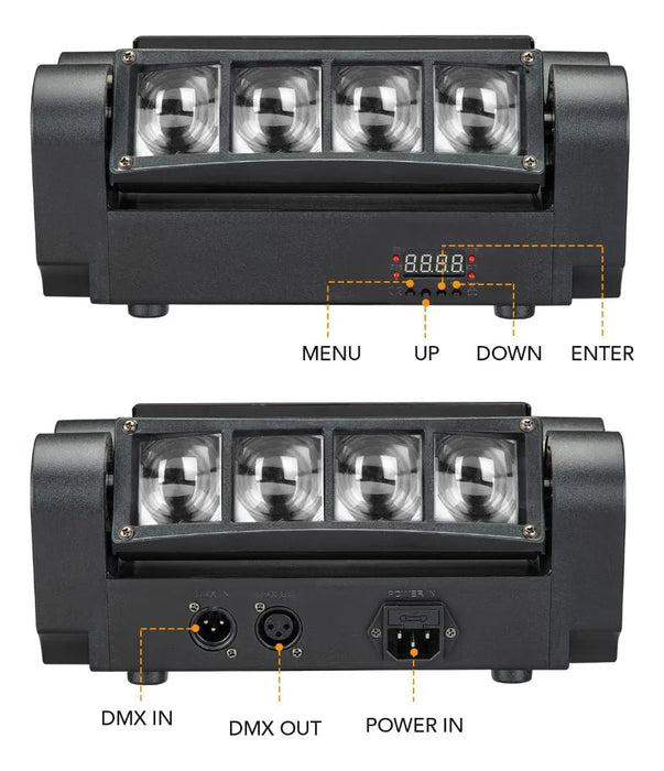 mini spider Rgbw 4 en 1 efectos luz 8x3w dmx512 led luces GRADO B