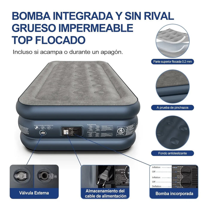 Colchon De Aire Inflable Idoo Twin Con Bomba Incorporada 14386 GRADO A