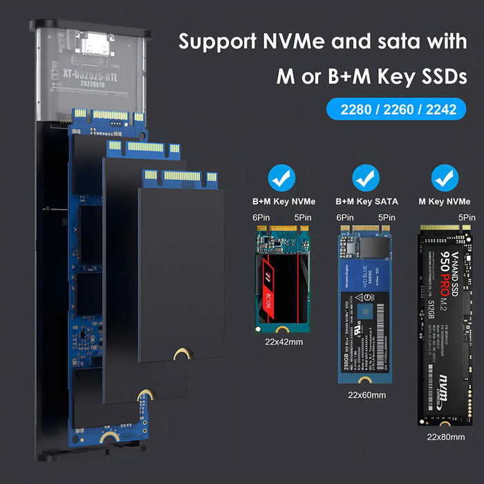 GABINETE CARCASA DISCO DURO SSD M.2 NVME USB 3.2 GEN2 10GBPS GRADO B