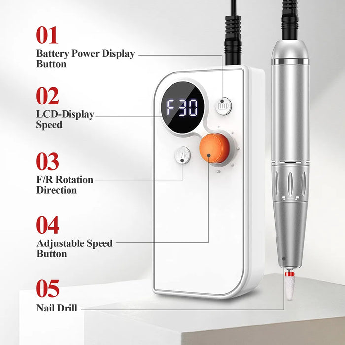 PULIDORA DE UÑAS DRILL SAVILAND, TALADRO DE UÑAS 30000RPM GRADO B