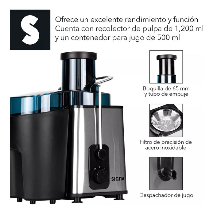 EXTRACTOR DE JUGOS ELÉCTRICO 2 VELOCIDADES JARRA 500ML 1000 1 GRADO B