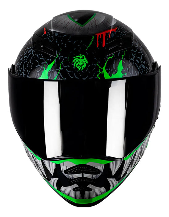 CASCO KOV ESTELAR TROLL NEGRO Y VERDE FLUORESCENTE TALLA XL GRADO A