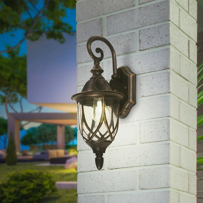 Farol De Pared Negra Y Dorado 100w E27 1 Luz
