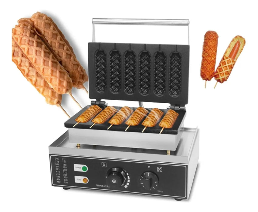 Máquina Profesional para Gofres de Hot Dog y Banderillas | Acero Inoxidable | 1550W GRADO A