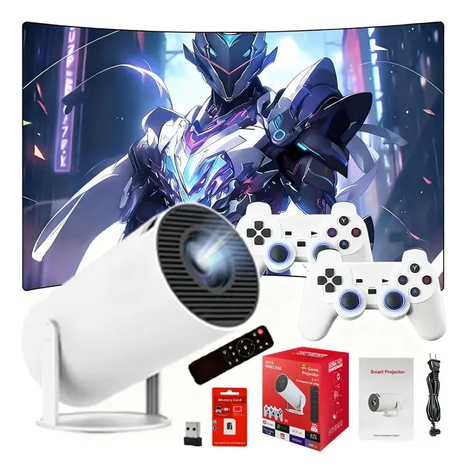 MINI PROYECTOR DE JUEGOS HY300 MAX 1080P 4K 12000LM, PROYECTOR PORTÁTIL BLANCO GRADO B