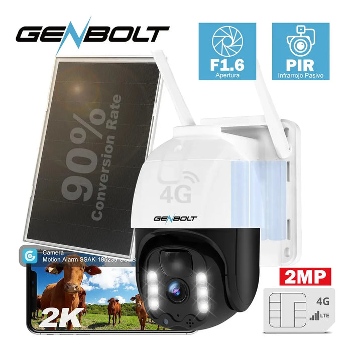 GENBOLT CÁMARA SOLAR DE VIGILANCIA 3G/4G LTE 2K EXTERIOR CON SIM CÁMARA INALÁMBRICAS CÁMARAS DE SEGURIDAD SMART SIN WIFI... BLANCO GRADO B