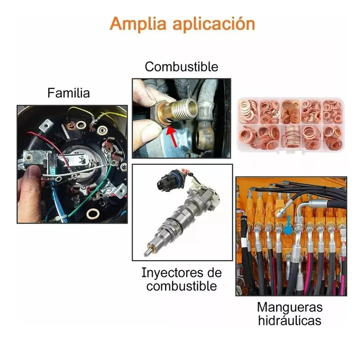 Juego 200 Arandelas Redondas De Cobre M5 M6 M8 M10 M12 M14 GRADOB