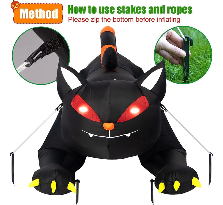 18m halloween gato negro Inflable cabeza agitable exterior GRADO B