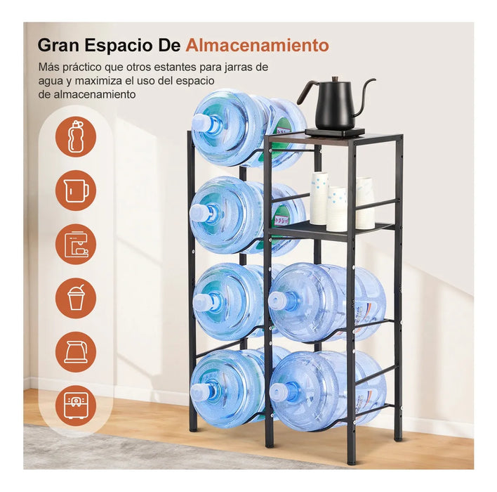 PORTA GARRAFON DE 6 GALONES CON ESTANTE DE ALMACENAMIENTO GRADO B