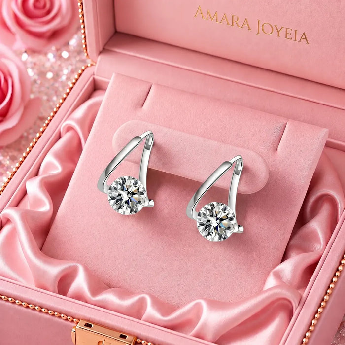 AMARA ARETES DE PLATA 925 MUJER Y DIAMANTES ELEGANCIA GRADO B