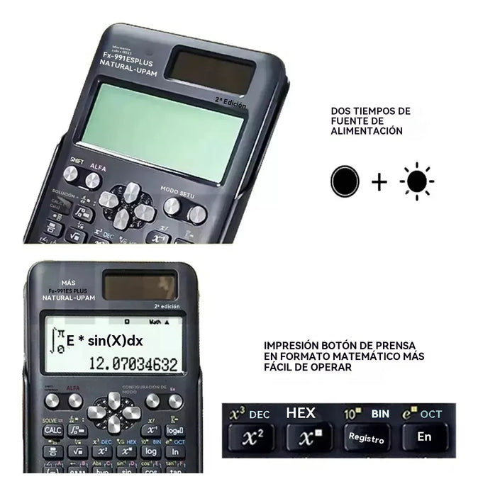 Calculadora Cientifica Fx-991es Plus En Negro Multifuncional Grado B