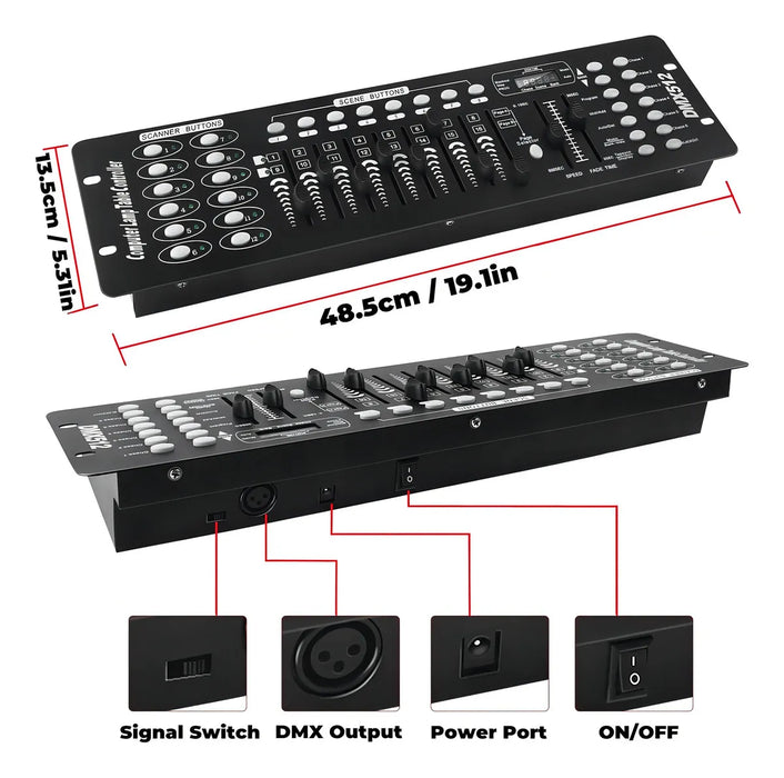 CONTROLADOR DMX 192 CANALES LUCES DJ CONSOLA 512 + LÃ­NEA GRADO B - TiendaKomet México
