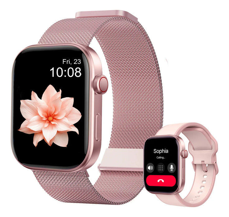 SMARTWATCH RELOJ INTELIGENTE MUJER ROSA MIRACORUN AMOLED 1.99 CON LLAMADAS BLUETOOTH + NOTIFICACIONES, 100 MODOS DEPORTIVOS, MONITOR DE SALUD Y SUEÑO, RESISTENTE AL AGUA 3ATM, ANDROID IPHONE 2 GRADO B