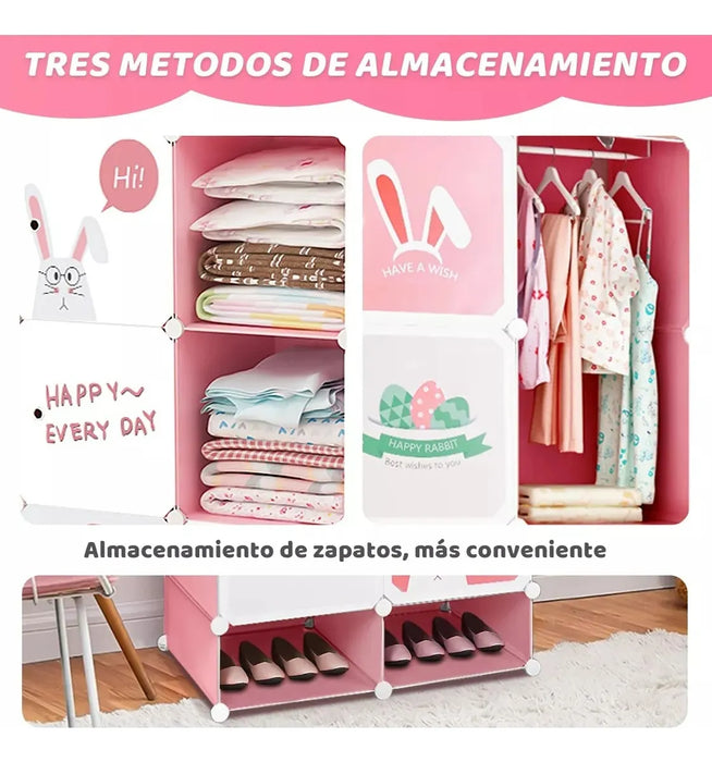 Armario Plastico Portatil Dibujos Animado Para Niño 8 Puerta GRADO B