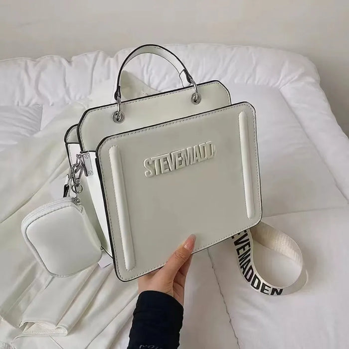 Color Sólido Letras Mano Bl Bolsa De Hombro Bolsa Crossbody Color Blanco. Grado A