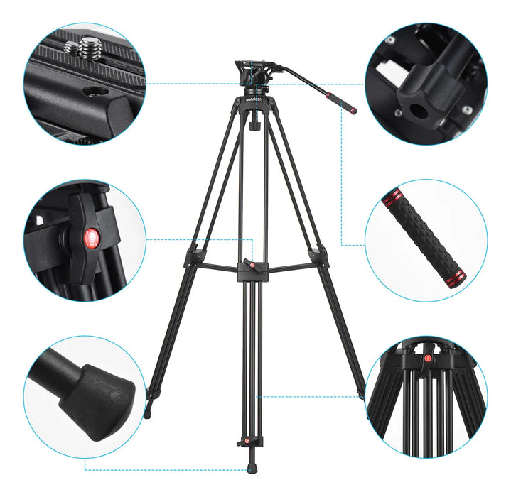 TRI­PODE D1801 DE ALUMINIO PARA FOTOGRAFIA PROFESIONAL GRADO A.