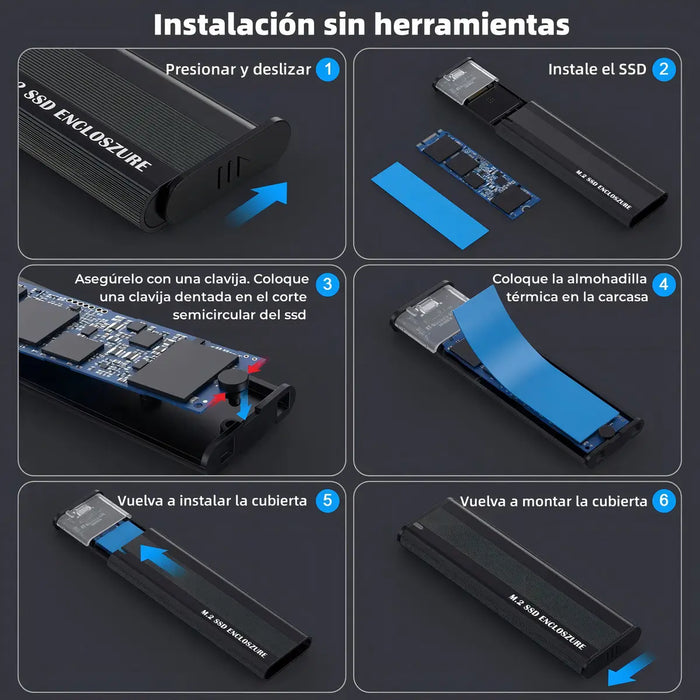 GABINETE CARCASA DISCO DURO SSD M.2 NVME USB 3.2 GEN2 10GBPS GRADO B