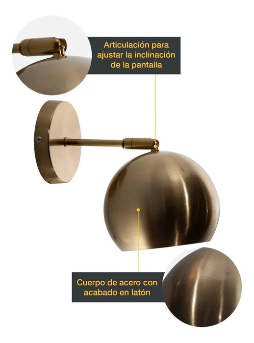 LAMPARA DE PARED LATON VANITY DE BANO 40W E27 1 LUZ GRADO B