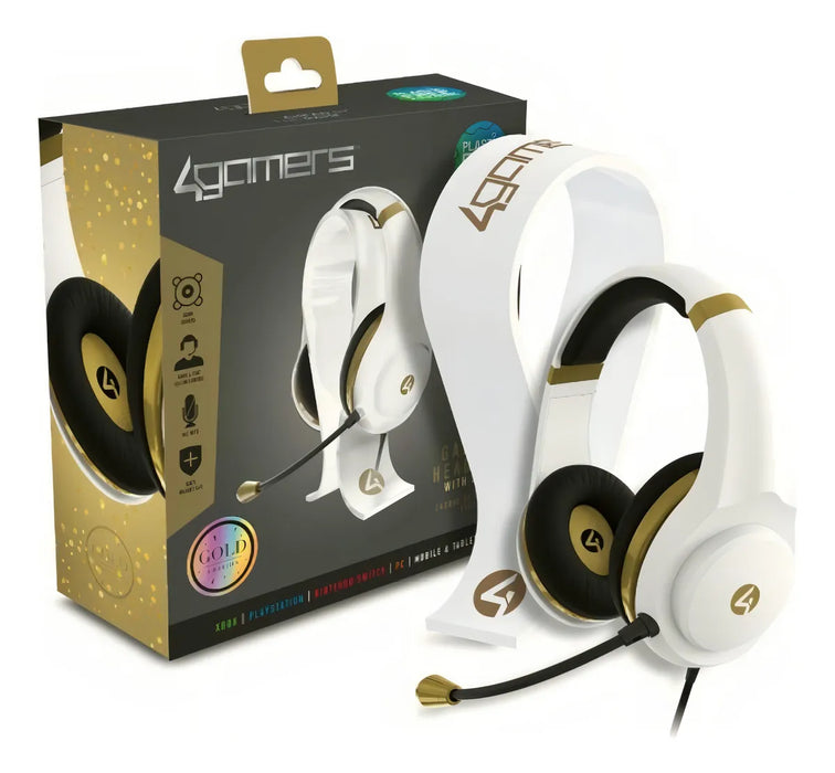 Audífonos 4gamers Xp-gold Con Base 3.5mm Alámbricos Blancos Blanco GRADO A