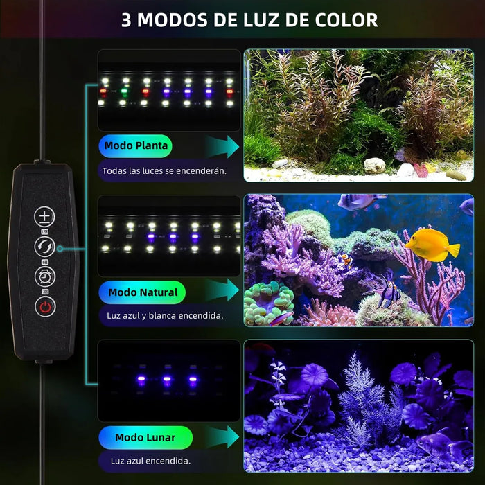 Lámpara Para Pecera Acuarios 60-80cm Led Wrgb Color Ajuste GRADO B