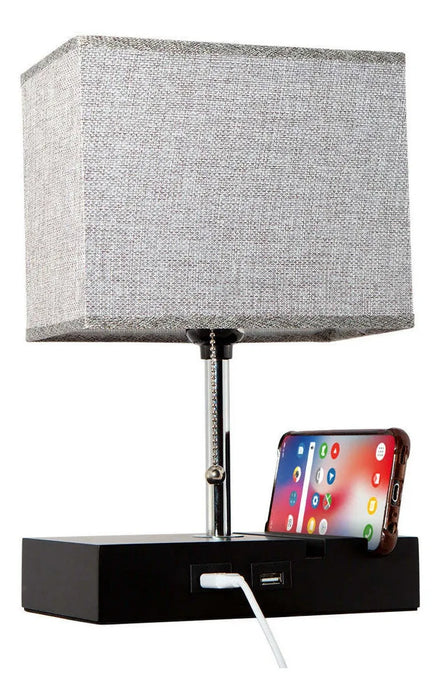 LÃ¡mpara De Mesa 2 Cargadores De Puerto Usb E27 40w