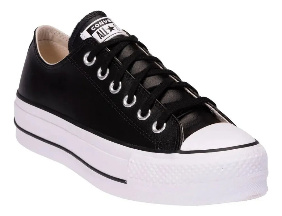 TENIS PARA MUJER CONVERSE ALL STAR CHUCK TAYLOR LIFT PLATFORM LEATHER LOW TOP - ESTILO URBANO TALLA 25 CM