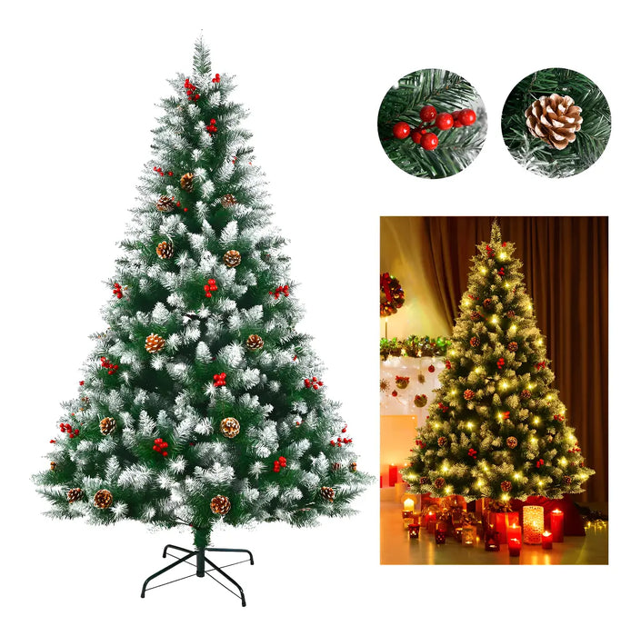 2.1M ARBOL DE NAVIDAD ARTIFICIAL PINO CHRISTMAS DECORACIÓN 1100 RAMAS CON PIÍ±ONES FITPOLO VERDE GRADO B