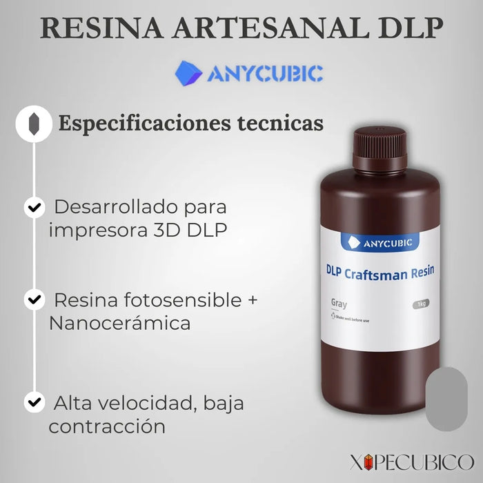 Resina Artesana Impresión Dlp Anycubic Alta Precisión Gris Grado B